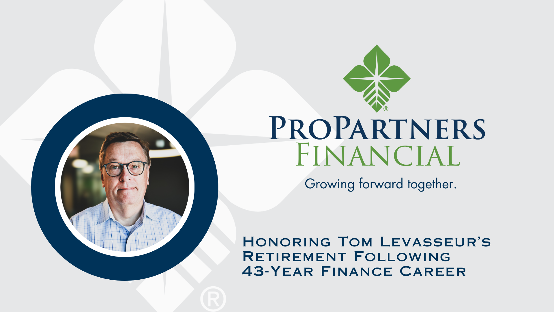 Image showing Tom Levasseur and thanking him for his 43 years career in ag finance